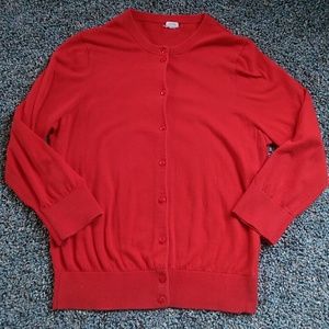 J. Crew 3/4 sleeve red cardigan.