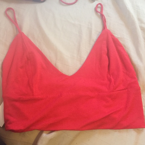 Super cute red crop top v neck