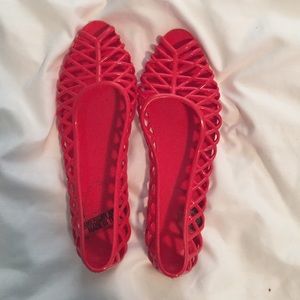 American Apparel red jelly flats