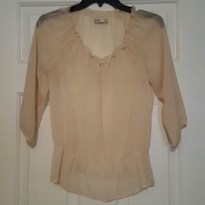 Cream sheer peasant top