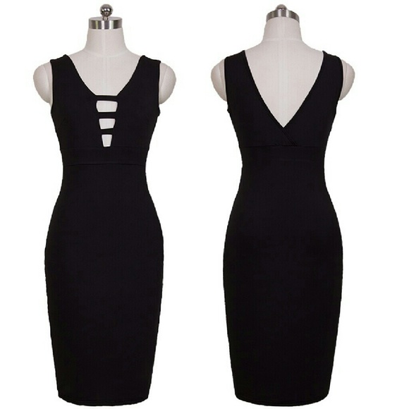 ❤ Super Sexy Black cocktail dress Large New ❤ - Picture 2 of 3