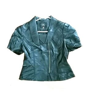 Faux Leather Short Sleeved Jacket.