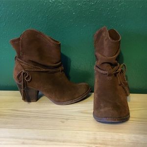Brown suede boots