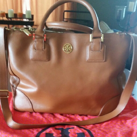 Tory Burch Robinson Satchel. Luggage in color.