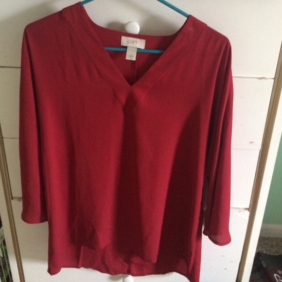 LOFT long red 3/4 sleeve shirt