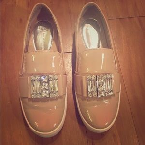 Tan patent leather Michael Kors sneakers