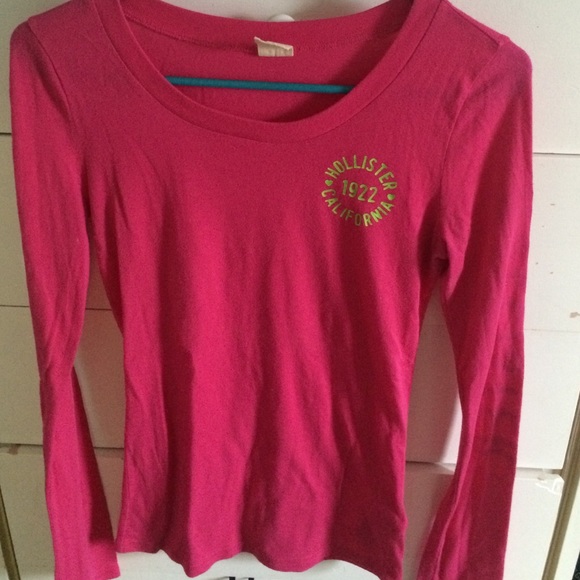 Hollister long sleeve hot pink tee