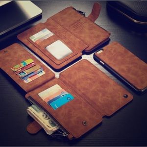 Detachable genuine leather wallet case
