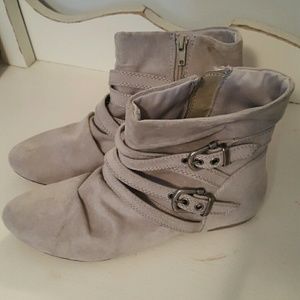 Gray suede booties