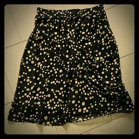 Flowy polka dot midi skirt