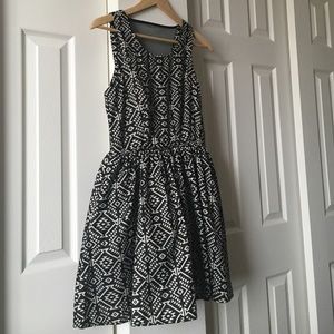 Mesh cutout fit n flare dress