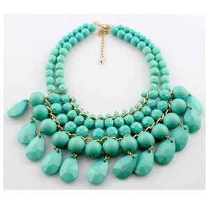 Bubbles statement necklace in teal NWOT