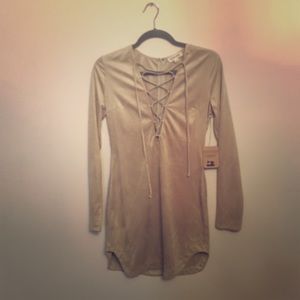 Faux suede tan dress S