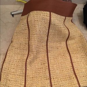 Tweed and leather skirt