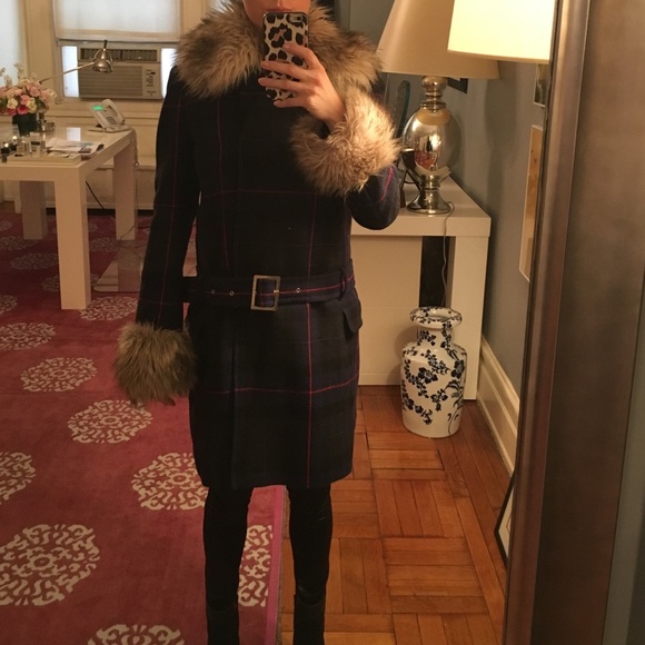 Juicy couture plaid/fur coat