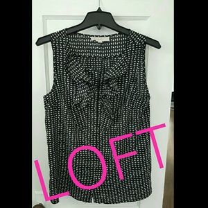 LOFT Sleeveless B&W Patterned Blouse