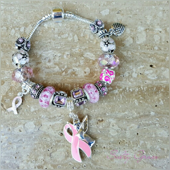Salty Grace  Jewelry - Breast cancer charm bracelet*sold*