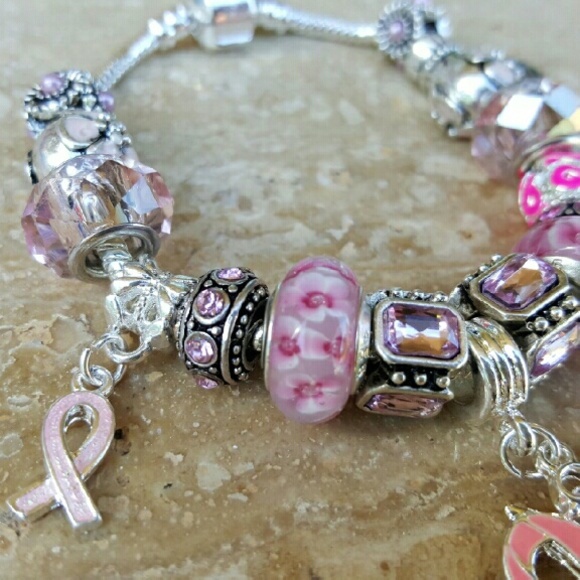 Breast cancer charm bracelet*sold* - Picture 2 of 3