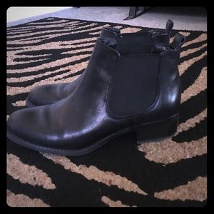 Franco Sarto black Chelsea ankle boots, size 8