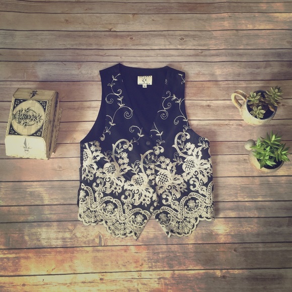 Vintage 90s Embroidered Vest