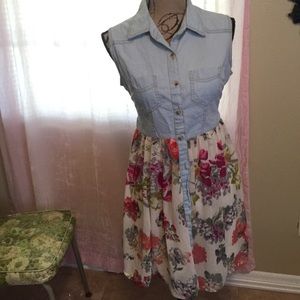 Collared denim and floral sundress