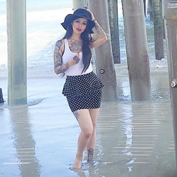 Polka dot peplum skirt