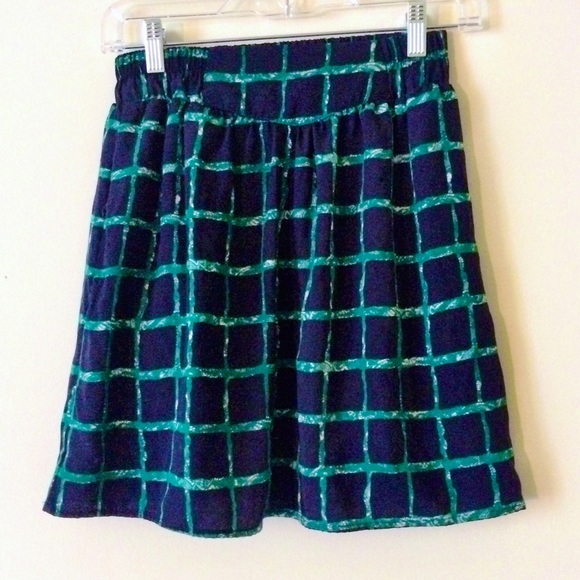 Painterly blue and green checked shirt