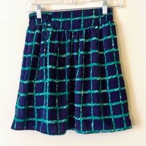 Painterly blue and green checked shirt