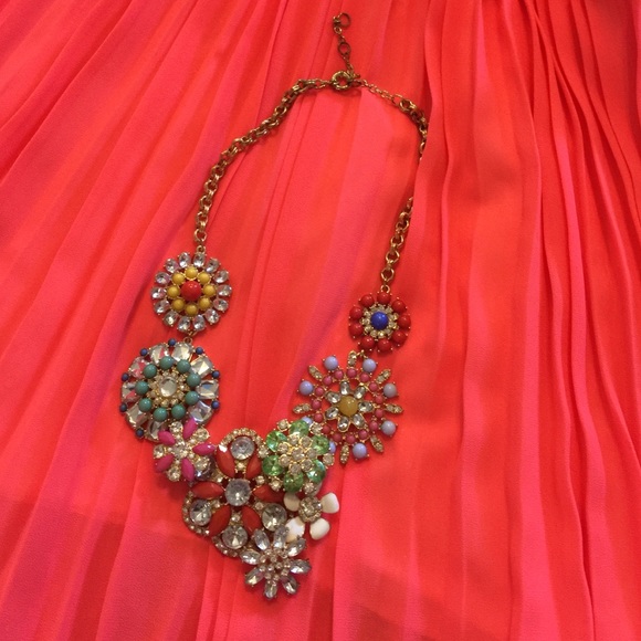 Floral multi color statement necklace