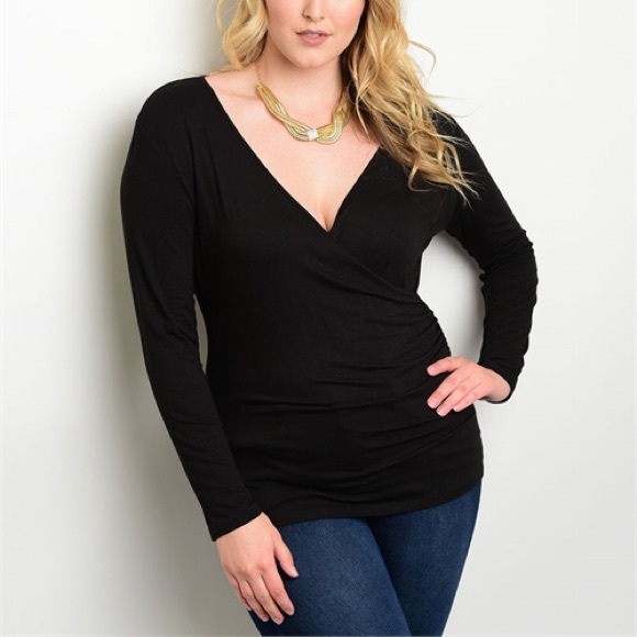 Tops - 🖤🌪Ruche Waist Faux Wrap Top
