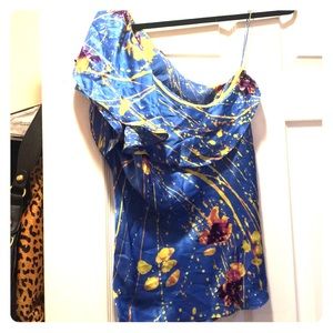 One shoulder silk top