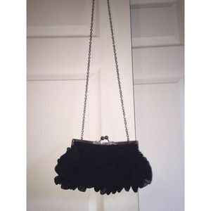 Black Ruffle Crossbody Purse