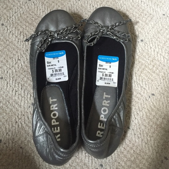 Gun metal flat with size 9