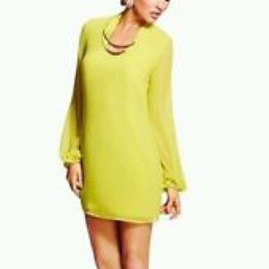 Long sleeve chartreuse dress