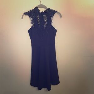 Nasty gal black dress with lace neck detail size S