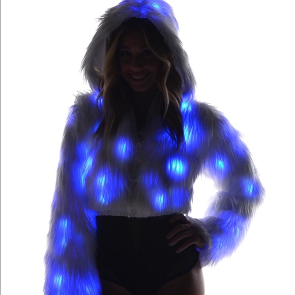J. Valentine Light Up Cropped Fur Jacket