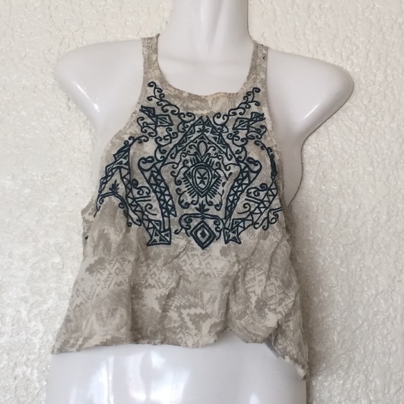 URBAN OUTFITTERS "Ecote" Cropped Embroidered Top - Picture 2 of 4