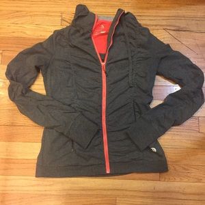 Heather Grey & Hot Pink Rouched Workout Hoodie