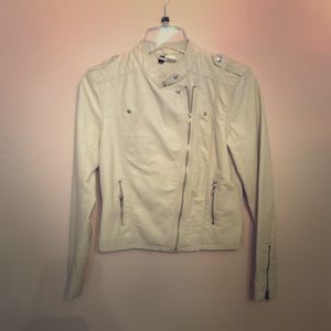 cream leather jacket H&M size 4