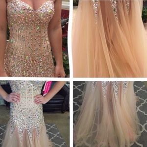 New Blush Prom Sherri Hill 4 long strapless nude