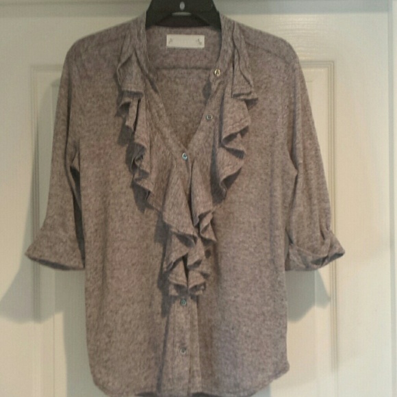 Velvet brand lightweight cardigan with ruffles