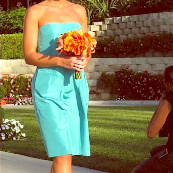 J. Crew Silk Taffeta Bridesmaid Dress Aqua Size 2