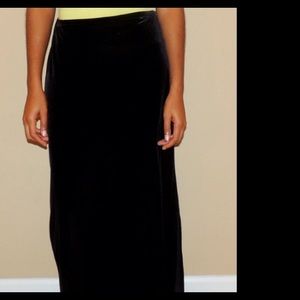 Long black velvet skirt