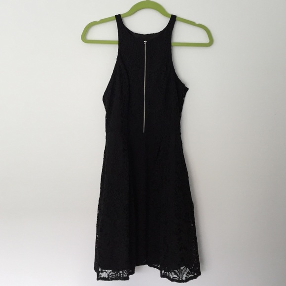 Express black front zip lace dress!