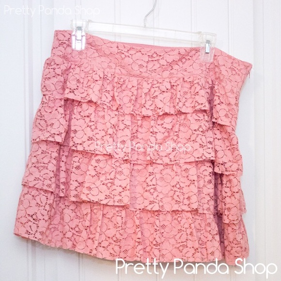 Charlotte Russe pink lace skirt new