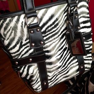 Timmy Woods Beverly Hills Zebra Leather Purse