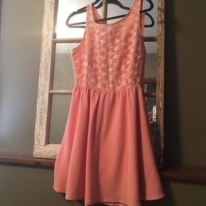 Pink and white peek-a-boo back dress