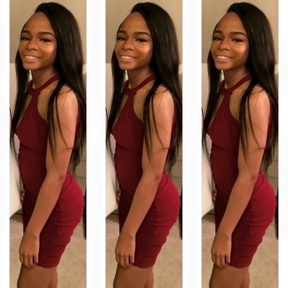 MIDI BODYCON DRESS (Burgundy) - Picture 1 of 3