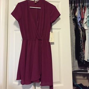 Maroon wrap and tie short dress- Never worn!