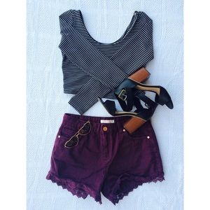 REFUGE | MAROON HIGH WAISTED SHORTS